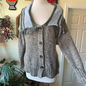 Christopher & Banks Multi-Tone Button Fringe Cardigan